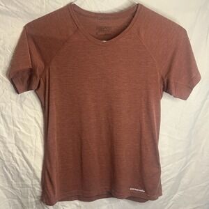 Patagonia Short Sleeve TShirt Womens Sz S Orange Lightweight Outdoor Hiking Camp